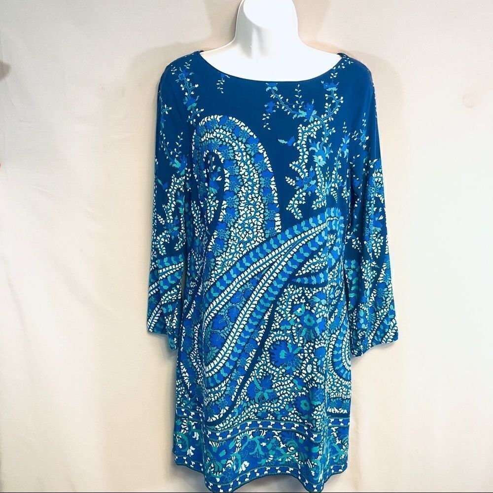 Old Navy Paisley Blues Shift Dress Sz M